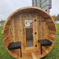 4-6 person Barrel Sauna with Harvia electric heater.