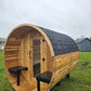 4-6 person Barrel Sauna with Harvia electric heater.
