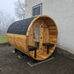4-6 person Barrel Sauna with Harvia electric heater.