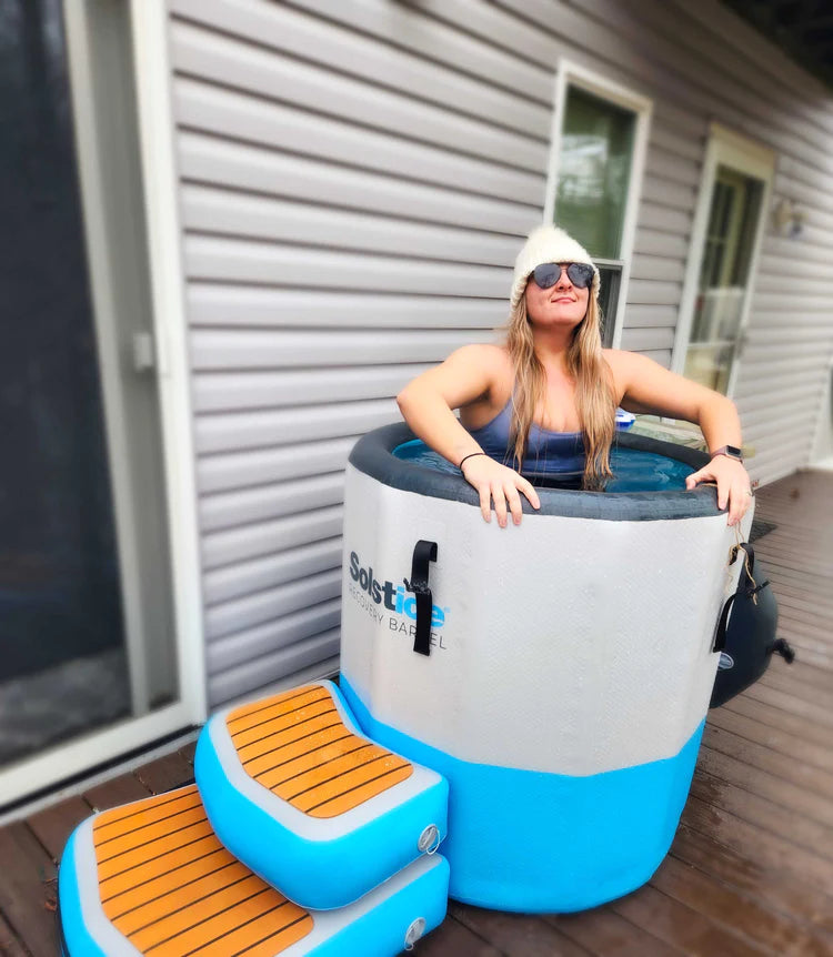 SOLSTICE Original Inflatable Cold Plunge Ice Bath Tub | Outdoor & Indoor | Insulated Lid Hot Cold | 100 Gallon