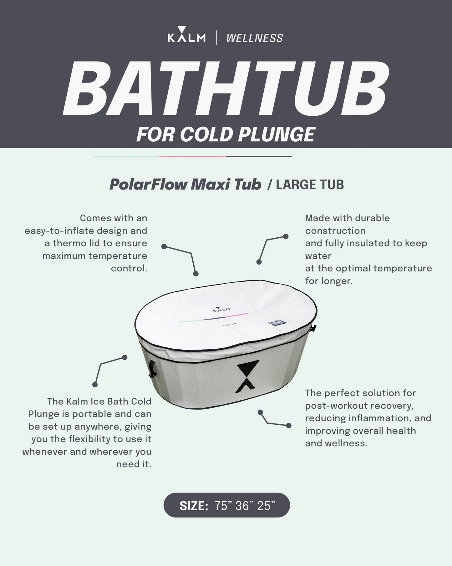 Ice Bath Tub Cold Plunge Tub with 2 Covers, Cold Water Plunge Tub - Insulated Ice Bath Cold Plunge, Portable Ice Bath Pod, Inflatable Cold Plunge Tub