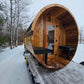 4-6 person Barrel Sauna with Harvia electric heater.
